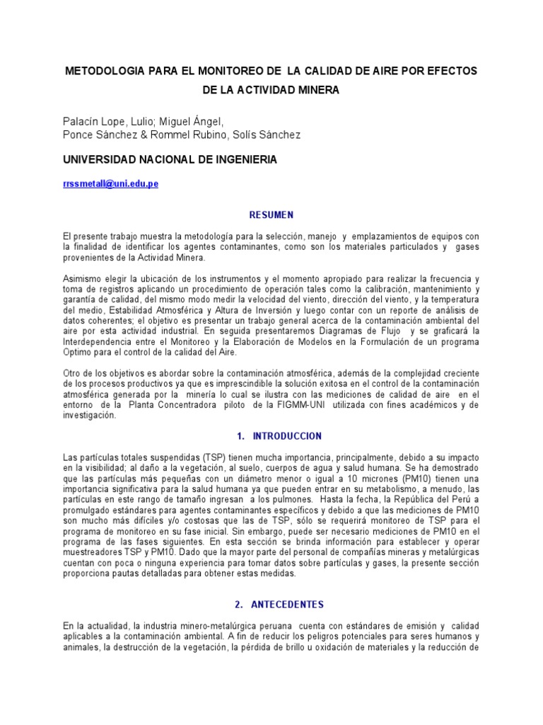 Monitoreo de Calidad del Aire Minera | PDF | La contaminación del aire ...