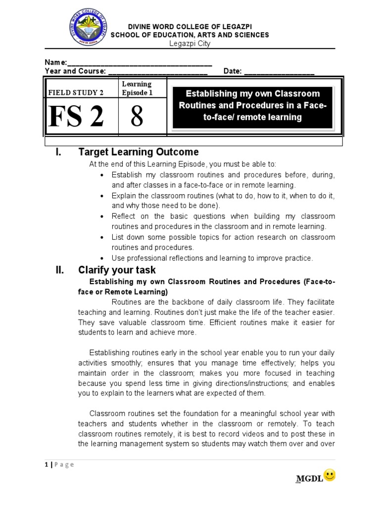 Establishing Effective Classroom Routines | PDF | Classroom | Distance ...