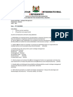 Metropolitan International University Exams: Strategic Management"TITLE"Metropolitan International University Exams: Project Planning & Management