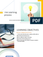 The Learning Process: NCM 102-HEALTH EDUCATION AY:2020-2021