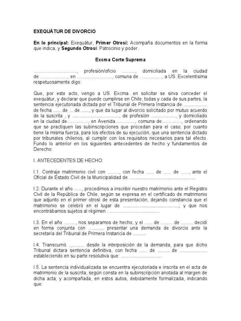Exequatur de Divorcio | PDF | Divorcio | Sentencia (ley)