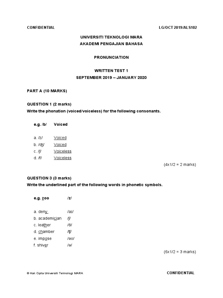 Als102 Test 1 Ans Key Oct2019 | PDF | Science & Mathematics ...