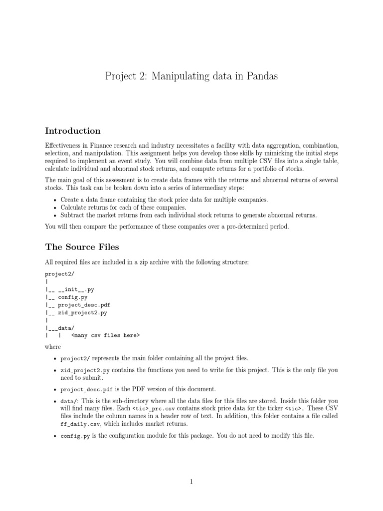 Project 2: Manipulating Data in Pandas | PDF | Subroutine | Computer File