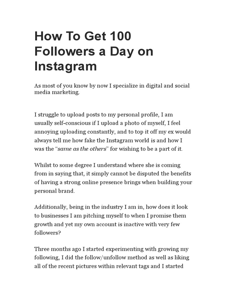How To Get 100 Followers A Day On Instagram | PDF | Communication ...