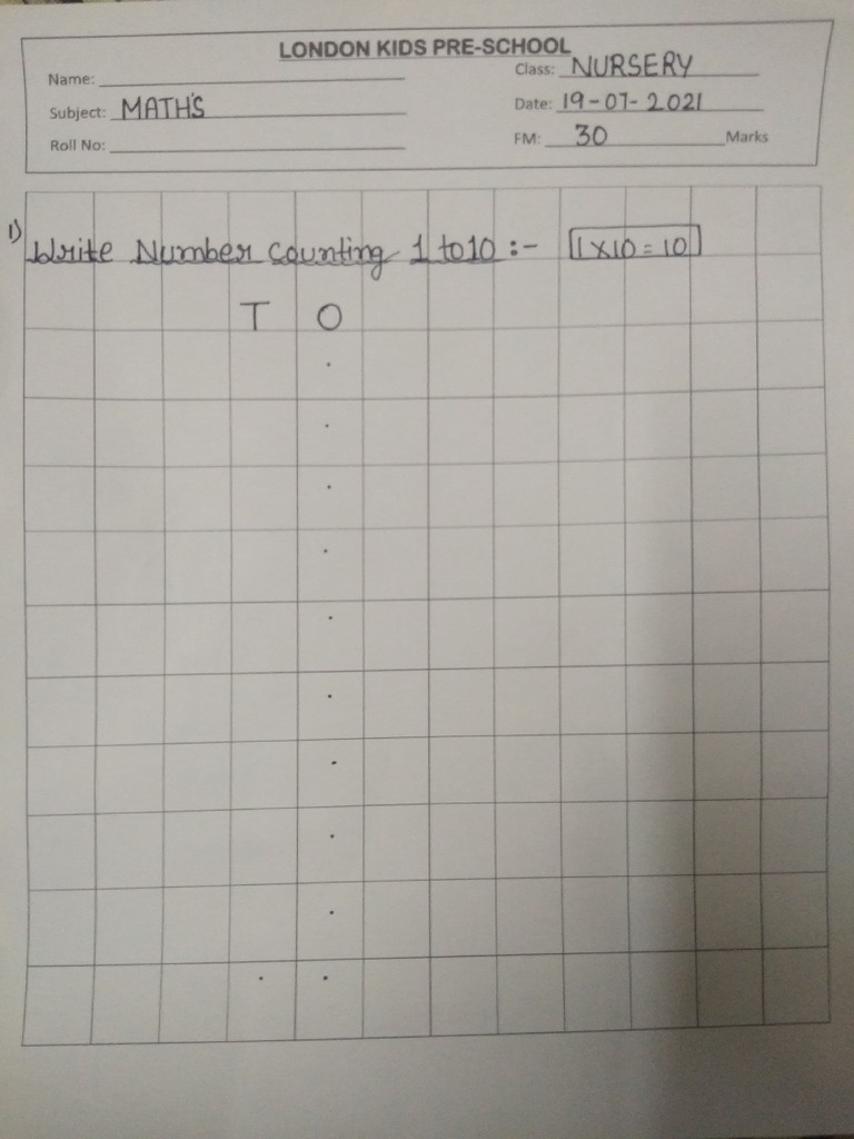Nursery Maths Question Paper PDF PDF