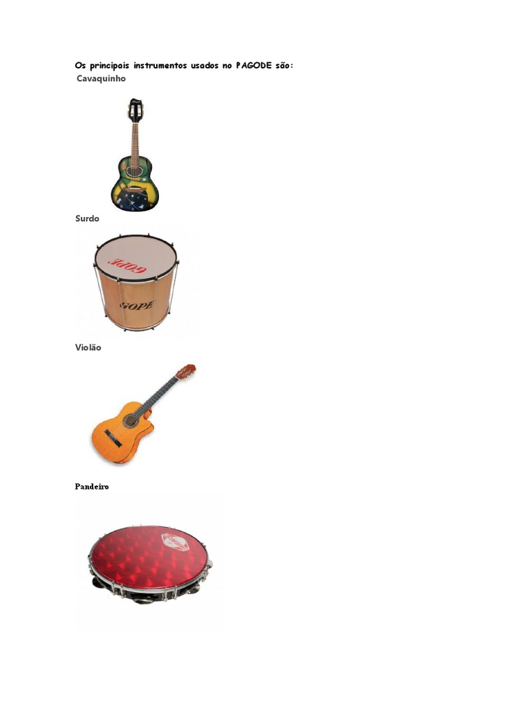 Os Principais Instrumentos Usados No PAGODE São | PDF