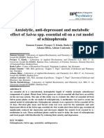 Anxiolytic, Anti-Depressant and Metabolic Effect of Salvia Spp. Essential Oil On A Rat Model of Schizophrenia