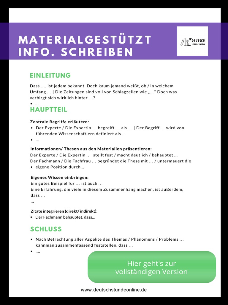 Materialgestütztes Informierendes Schreiben | PDF