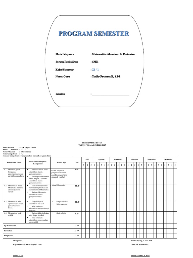 Program Semester Matematika SMK XI | PDF