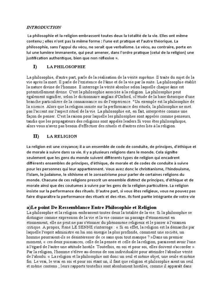 Philosophie et Religion : Relations et Divergences | PDF | Vérité | Dieu