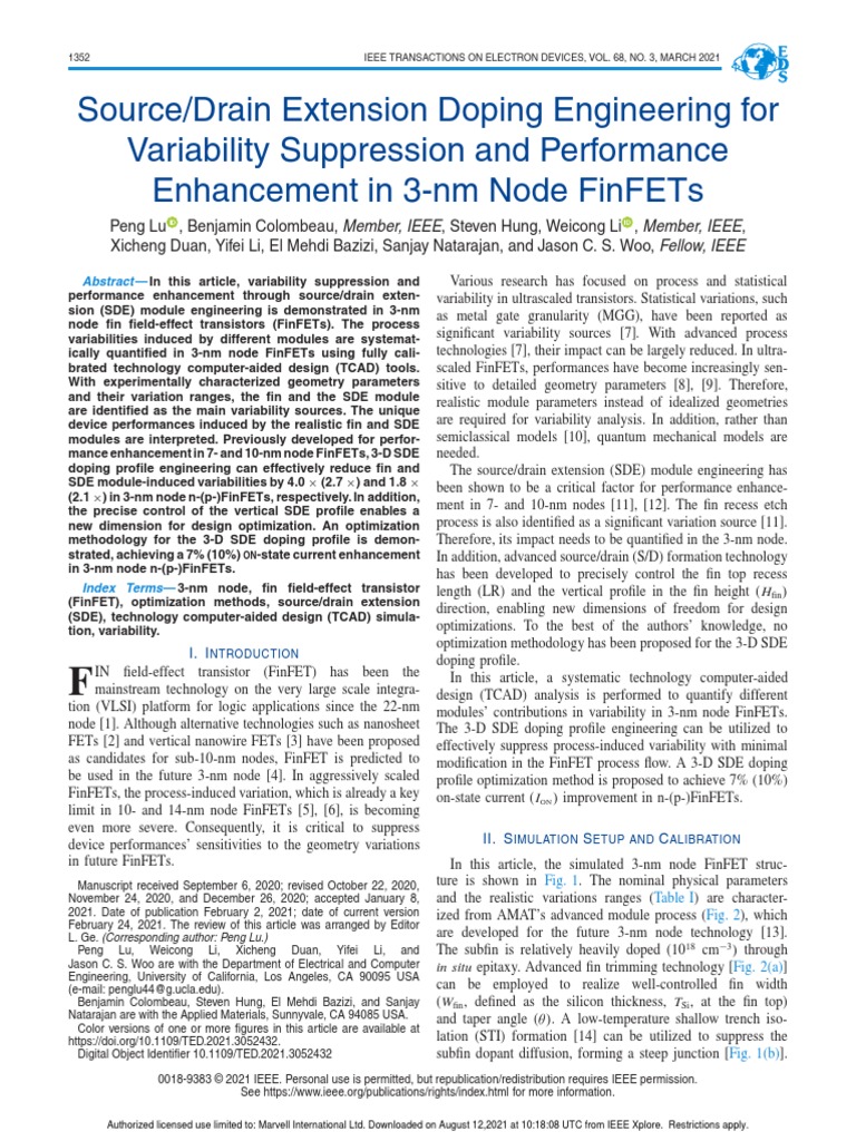 Source Drain Extension Doping Engineering For Variability Suppression ...