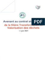 Avenant Au Contrat de Filliere Tranformation Et Vlorisation Des Dechets