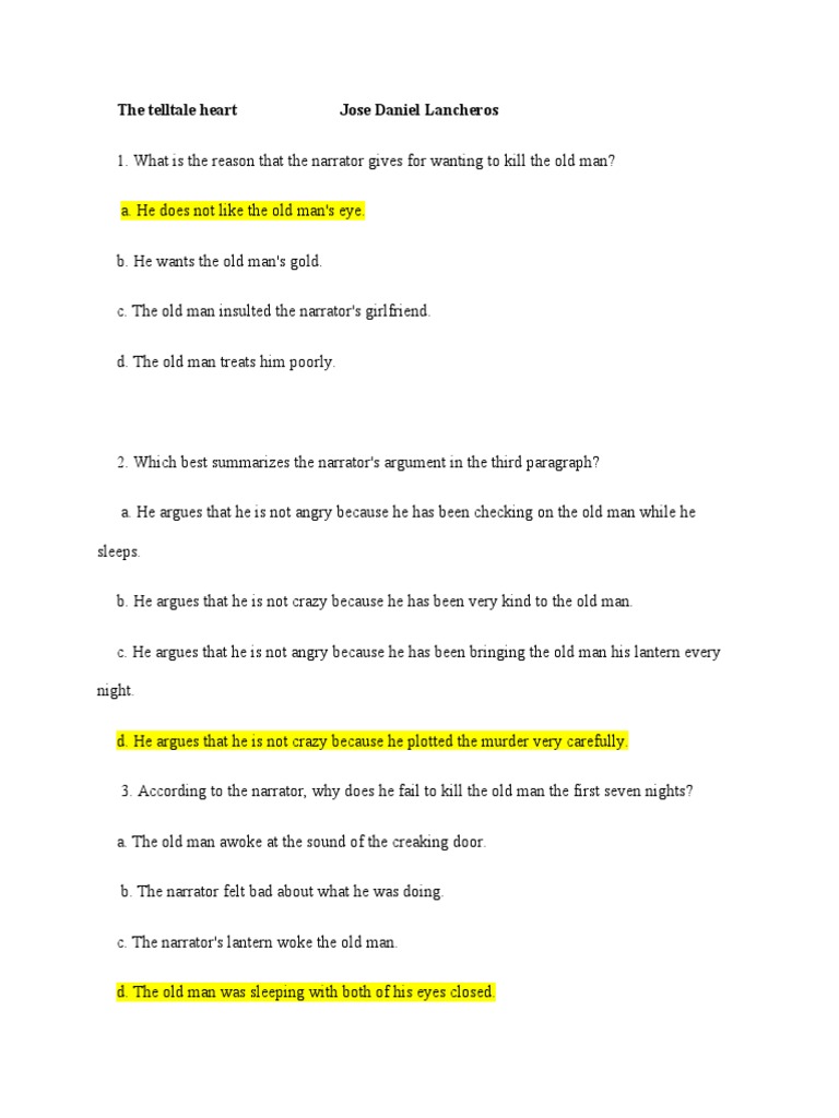 The tell tale heart pdf pdf narration