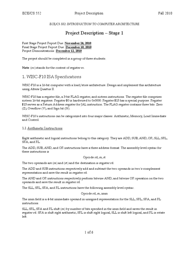 F2010 552 Project Description | PDF | Office Equipment | Computer Hardware