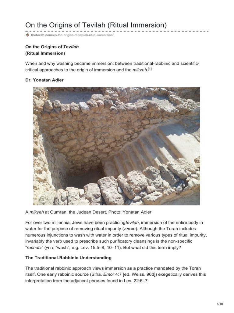 Understanding Tevilah: Immersion Origins | PDF | Halakha | Baptism