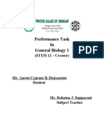 Performance Task in General Biology 1: (STEM 12 - Creator)