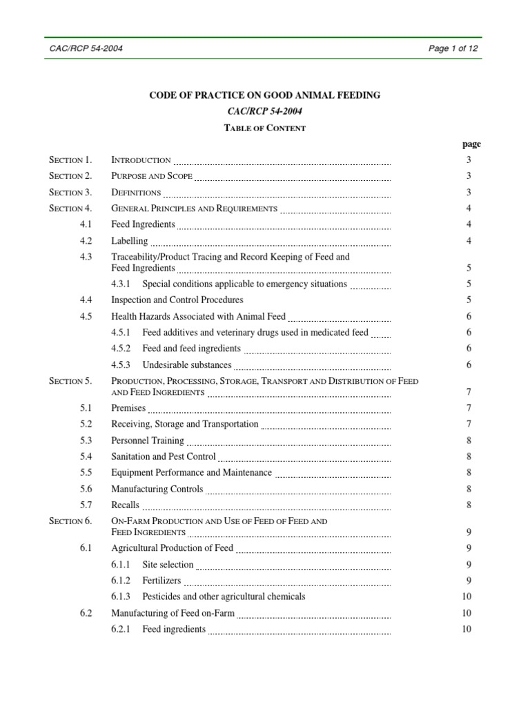 CXC - 054 - 2004e - Code of Practice On Good Animal Feeding | PDF ...