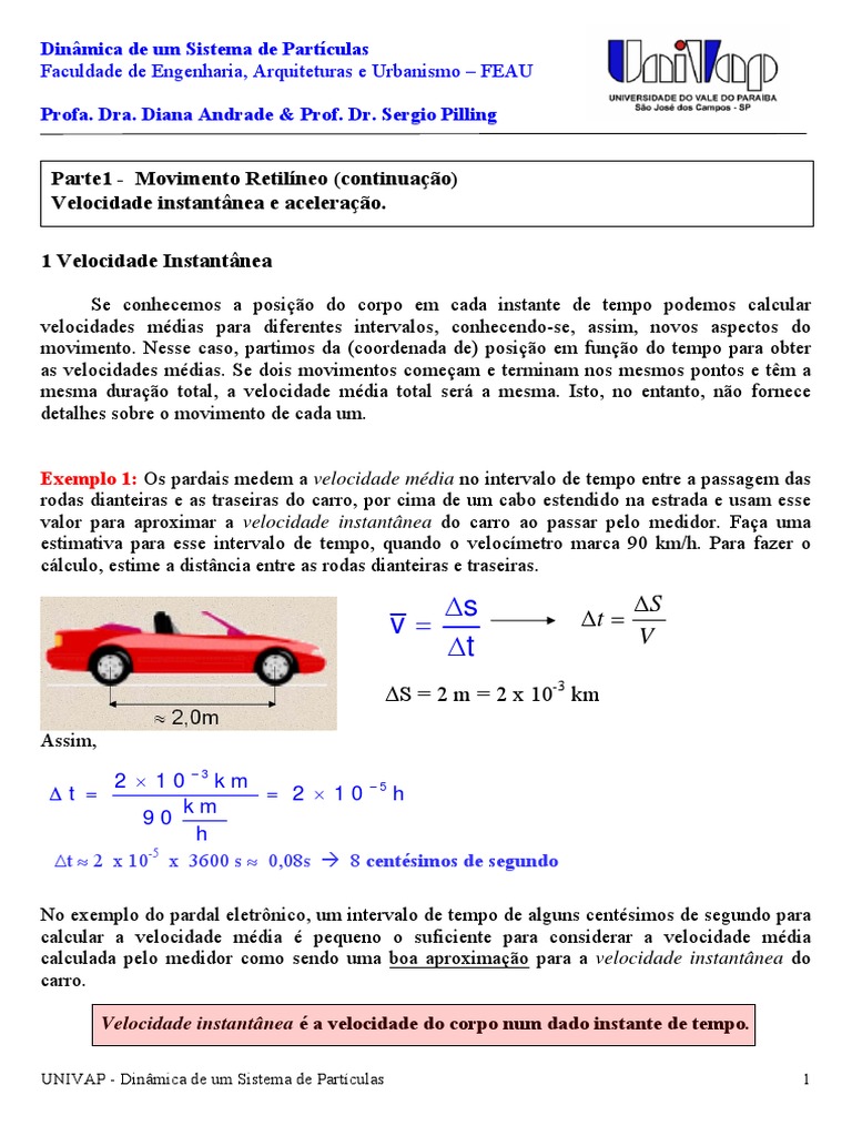 Exercícios - Velocidade Instantânea | PDF | Velocidade | Aceleração, image size:768x1024
