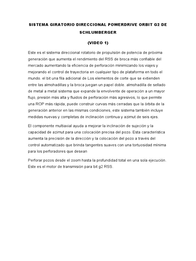 Sistema Giratorio Direccional Powerdrive Orbit G2 de Schlumberger PDF