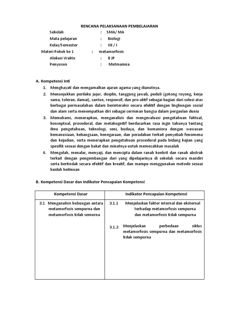 Contoh RPP Biologi | PDF | Karier & Perkembangan | Kesehatan Holistik