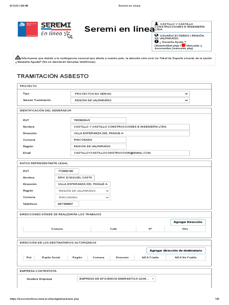 Seremi en Línea | Descargar gratis PDF | Amianto | Residuos
