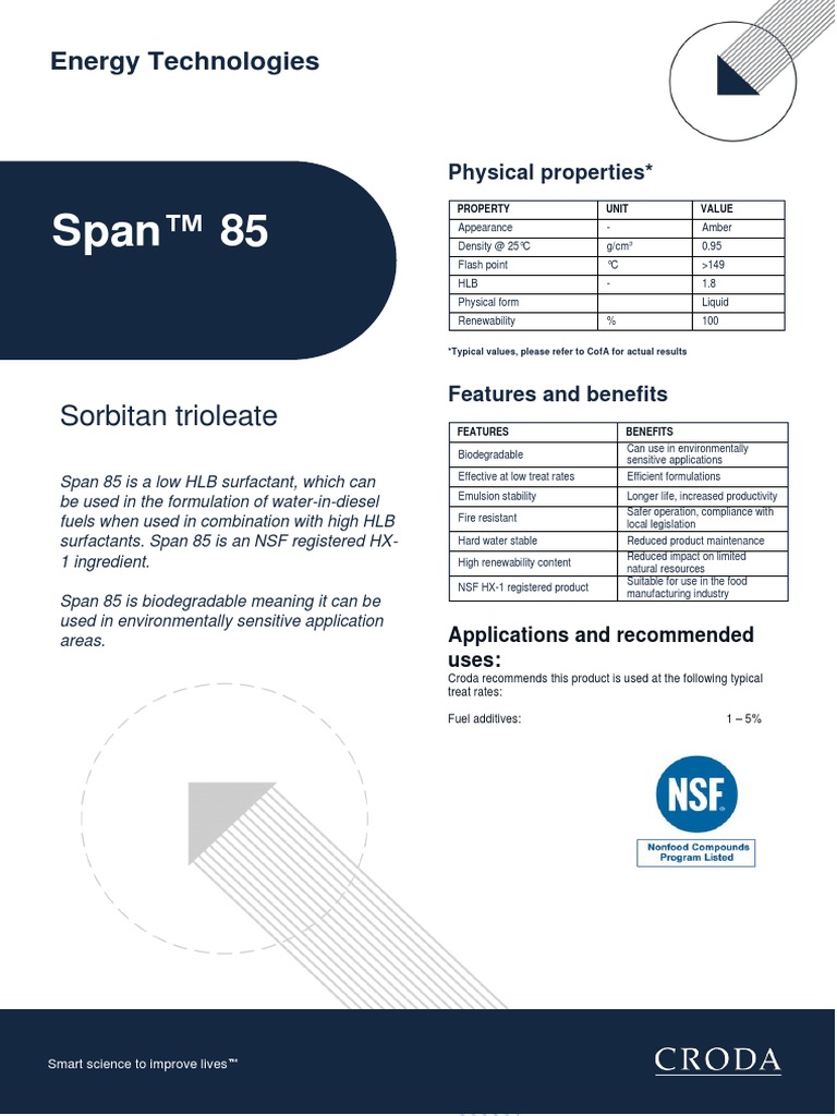 Span ™ 85 Sorbitan Trioleate PDF Trademark