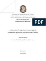 A Docência Do "Bom Professor" Na Percepção de Estudantes de Um Curso de Magistério em Nível Médio.