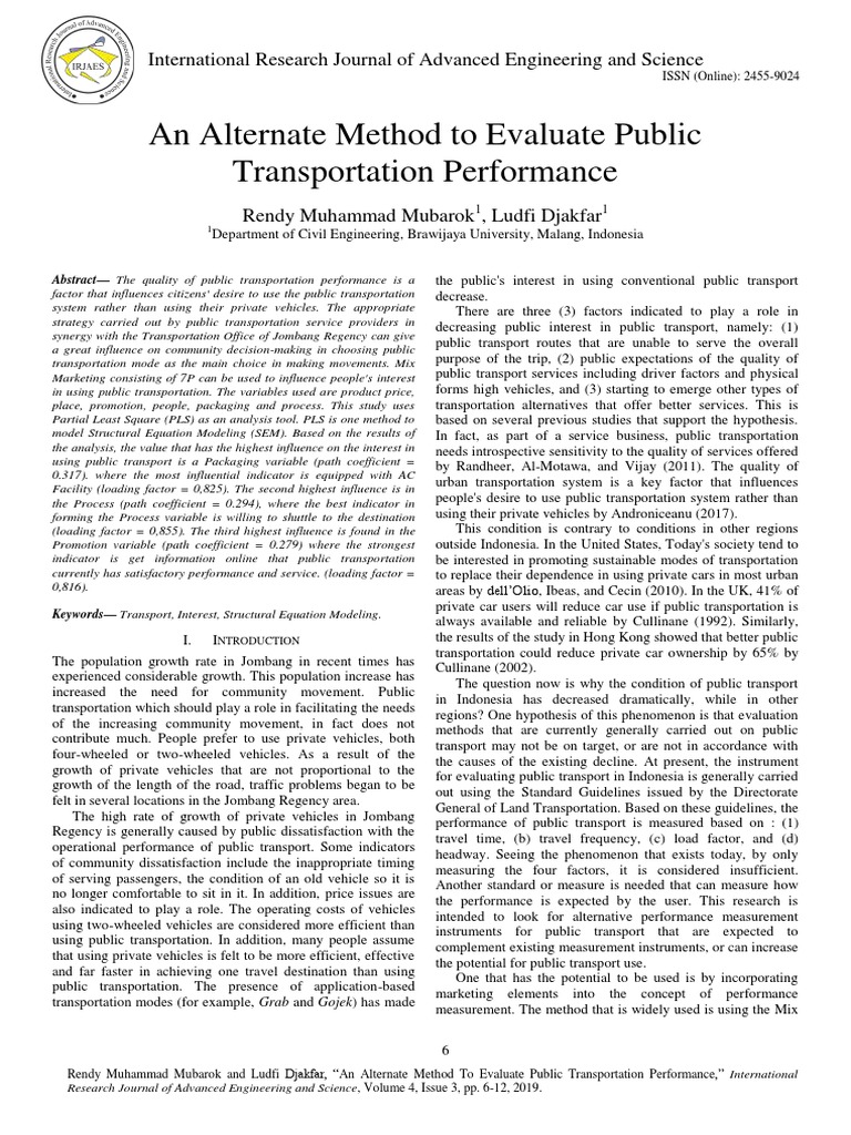 Evaluating Public Transport Performance | PDF | Transport | Marketing