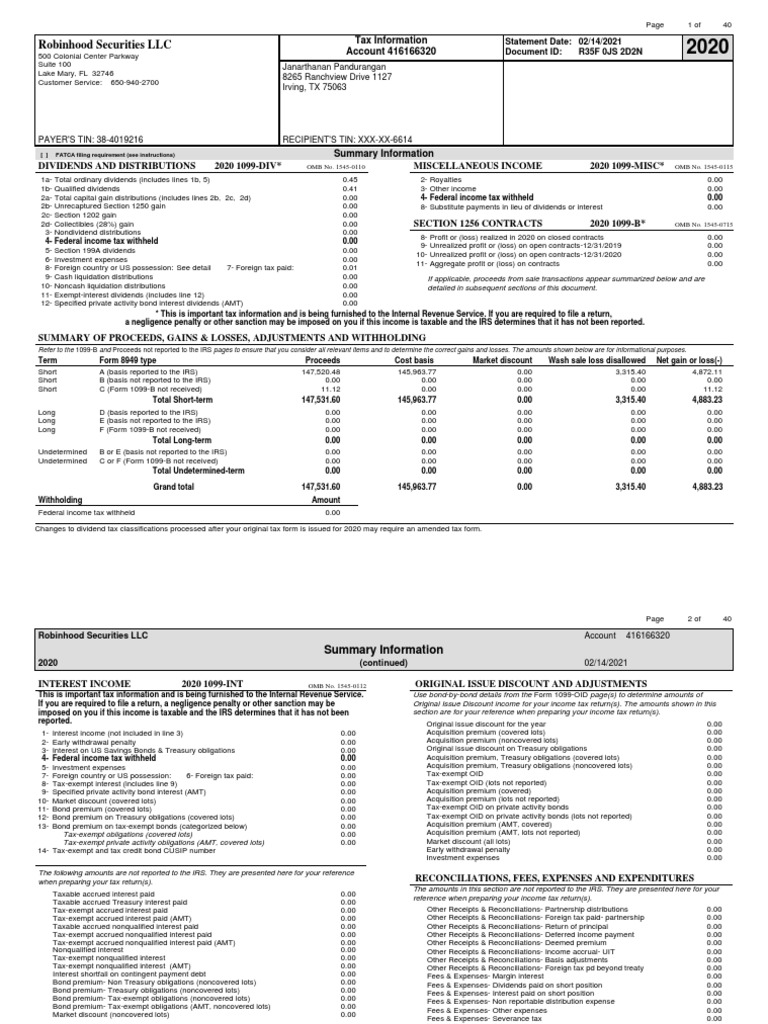 Tax Summary for Investors | PDF | Income Tax In The United States |  Internal Revenue Service