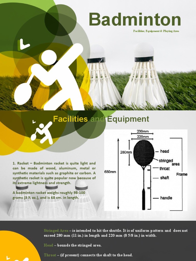 Badminton Facilities, Equipment & Playing Area PDF Racquet Sports