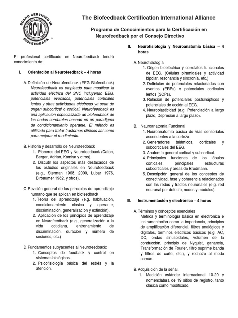 Certificación en Neurofeedback: Contenidos Clave | PDF | Corteza ...