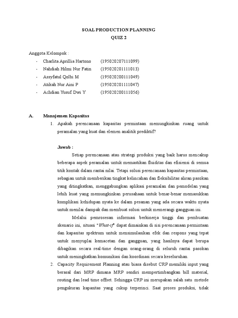 Strategi Perencanaan dan Kontrol Produksi | PDF