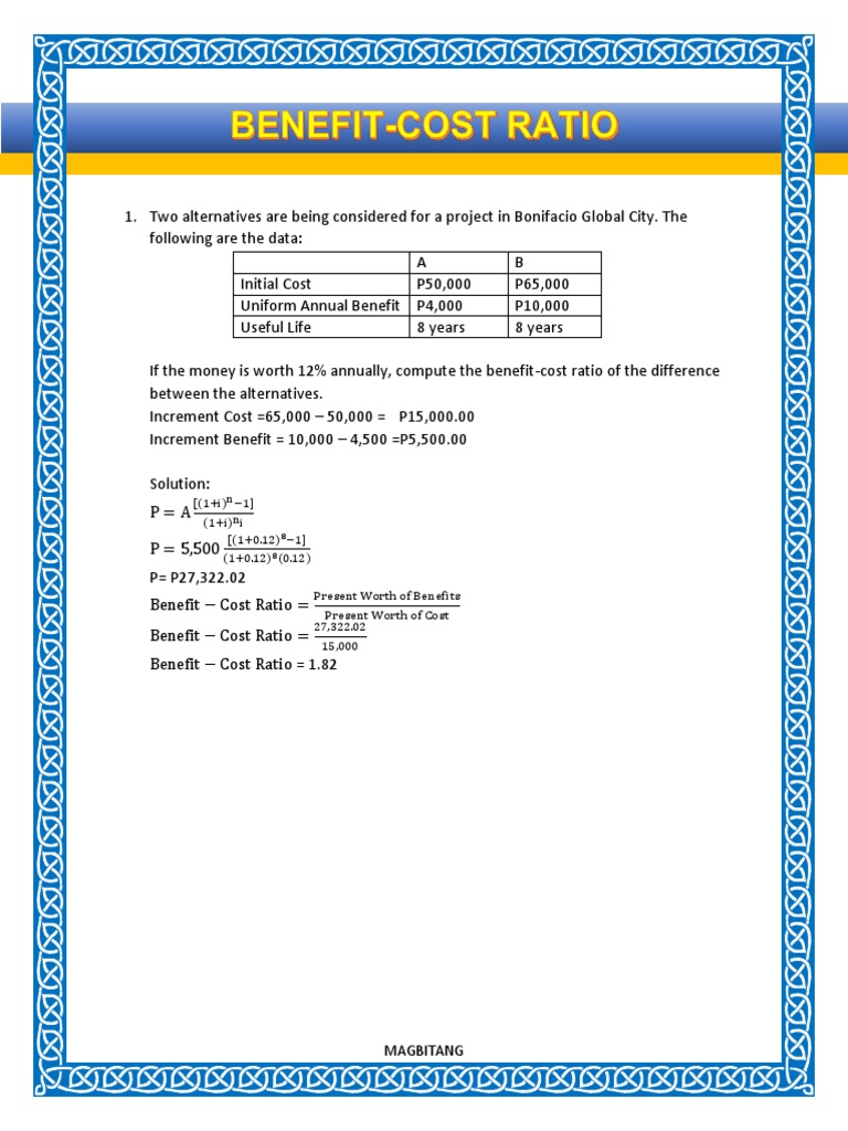 Benefit-Cost Ratio Analysis Examples | PDF | Economies