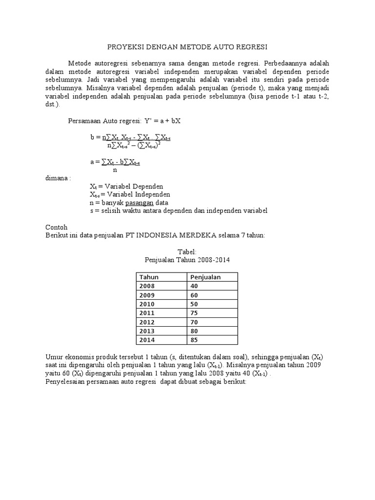 Proyeksi Penjualan dengan Auto Regresi | PDF