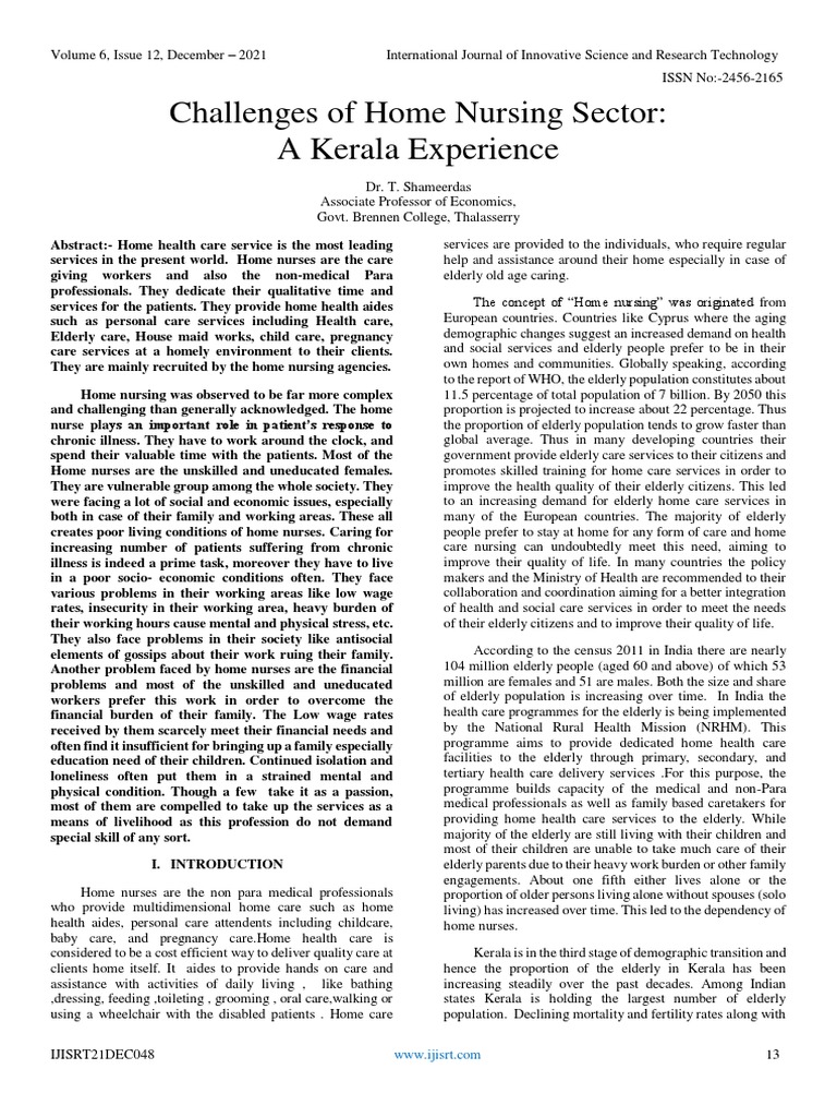 Home Nursing Challenges in Kerala | PDF | Health Care | Nursing