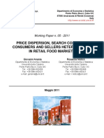 Price Dispersion, Search Costs and Consumers and Sellers Heterogeneity in Retail Food Markets