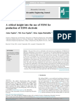 A Critical Insight Into The Use of FDM For Production of EDM Electrode