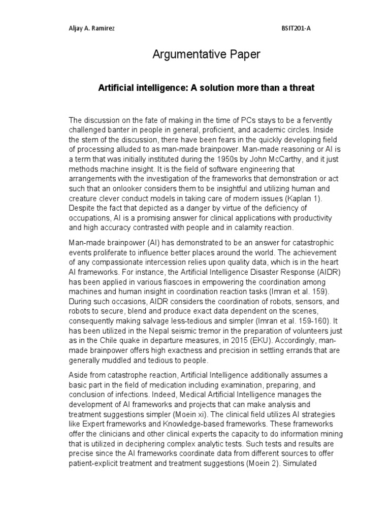 argumentative essay on artificial intelligence