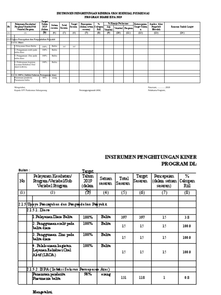 Kinerja Puskesmas Program Diare ISPA 2019 | PDF