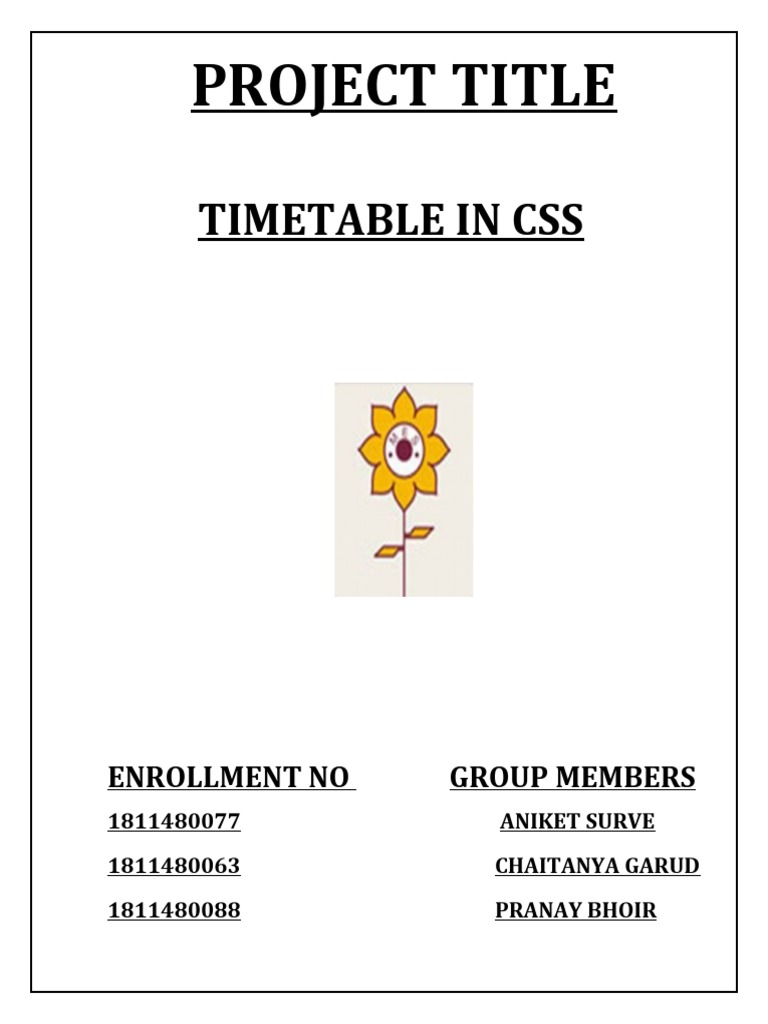 Timetable in CSS: Project Title | PDF | Dynamic Web Page | Dynamic Html image.