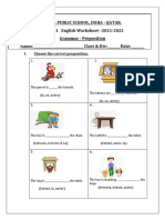 Eng - WS - 5th To 9th Dec-Preposition Worksheet