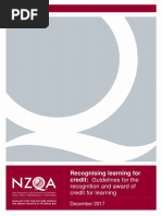 Recognising Learning For Credit: Guidelines For The