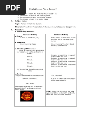 Group 3_Detailed Lesson Plan in Science 5_Planets in the Solar System