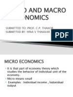 Micro and Macro Economics: Submitted To: Prof. C.P. Thakor Submitted By: Hina V Thakkar