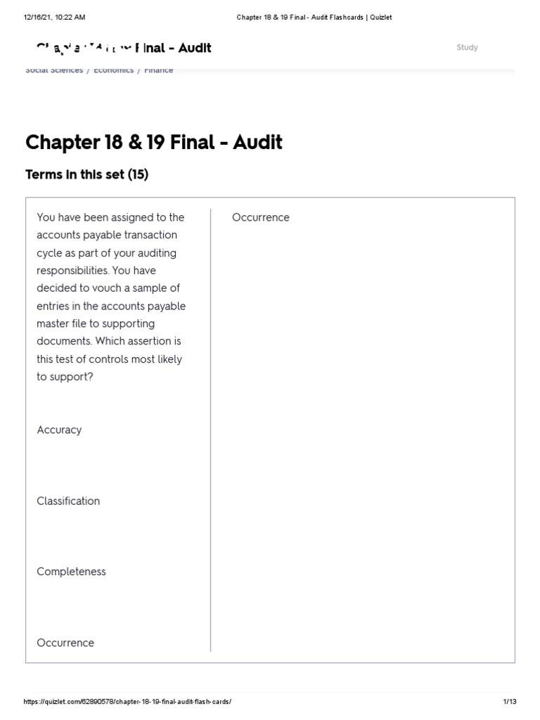 Chapter 18 & 19 Final Audit Flashcards Quizlet PDF Depreciation