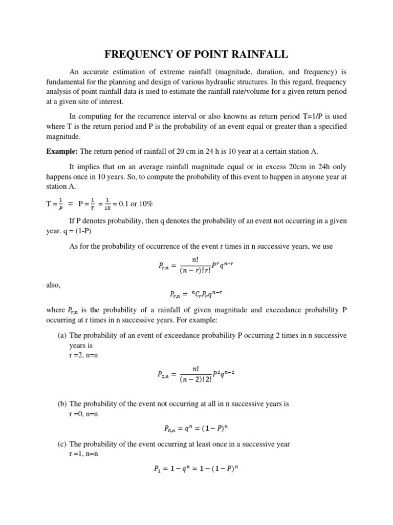 Rainfall Return Period Calculations | PDF | Precipitation | Hydrology