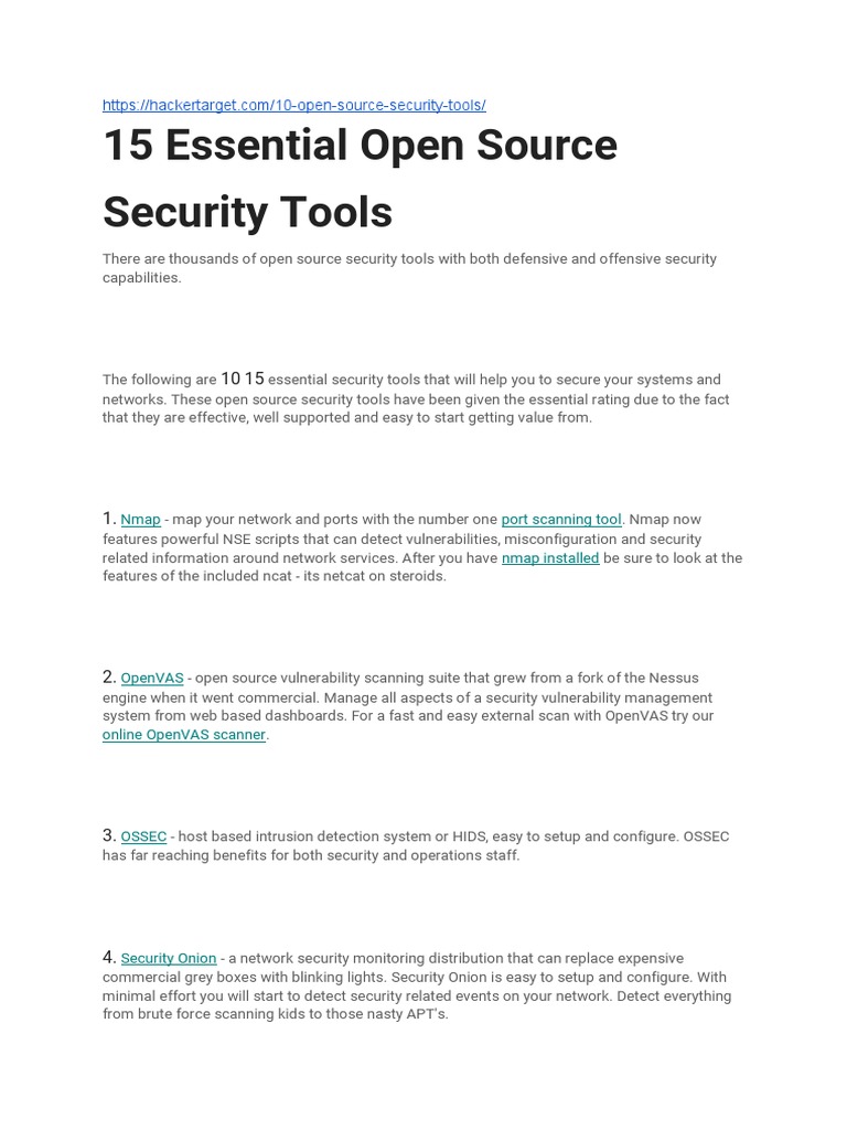 15 Essential Open Source Security Tools Nmap Port Scanning Tool Nmap