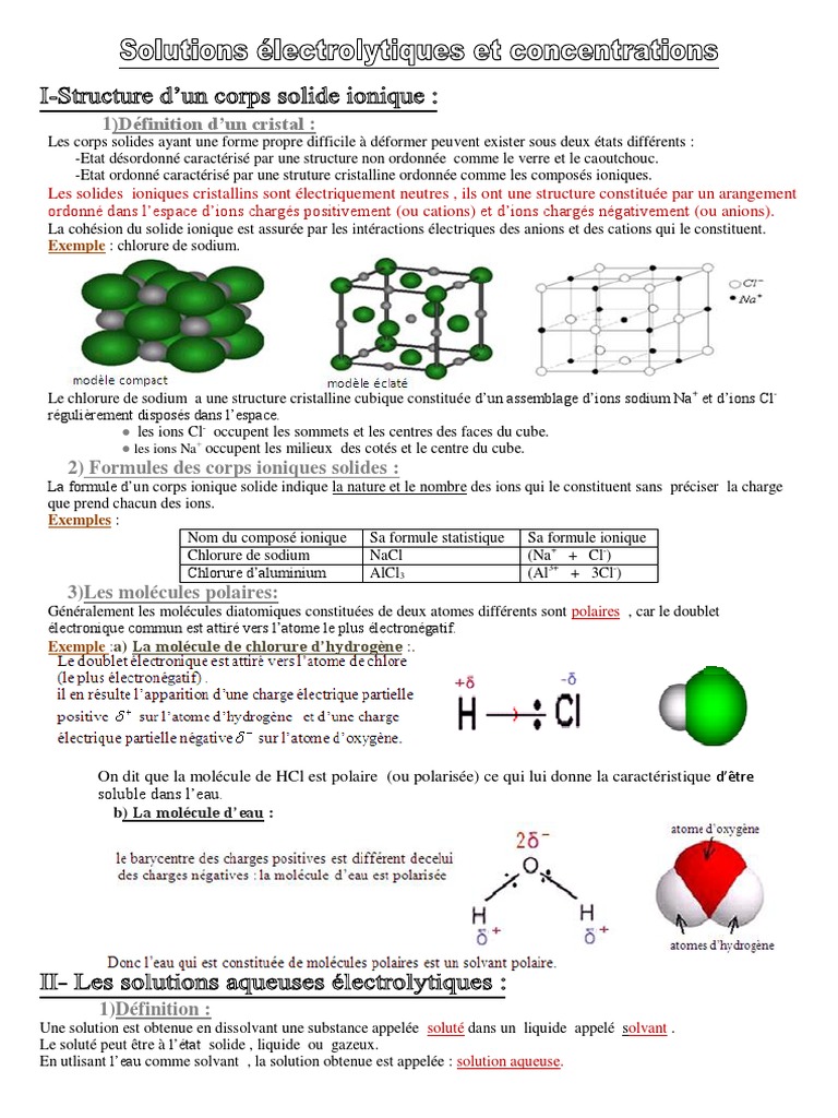 Solutions et Dissolution Ionique | PDF | Ion | Solvatation