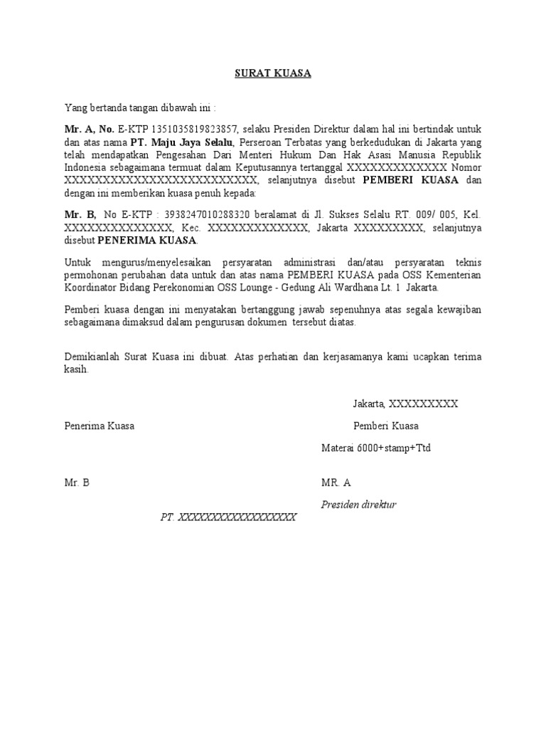 Surat Kuasa - Oss | PDF