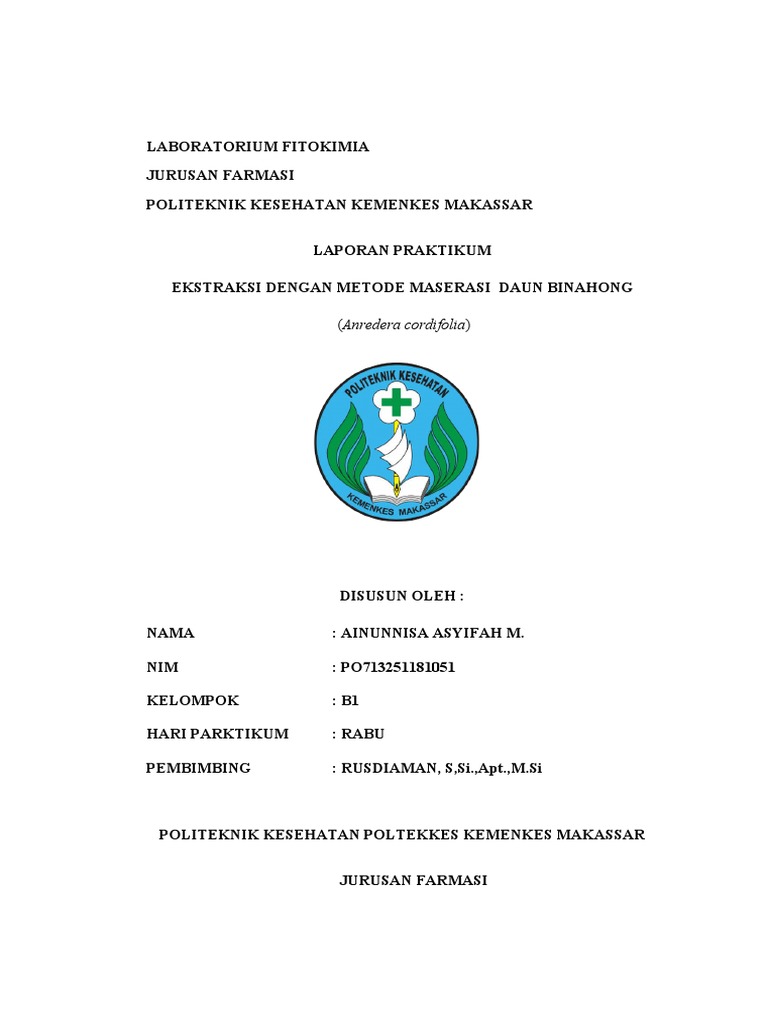 Ekstraksi Daun Binahong dengan Maserasi | PDF | Sains & Matematika